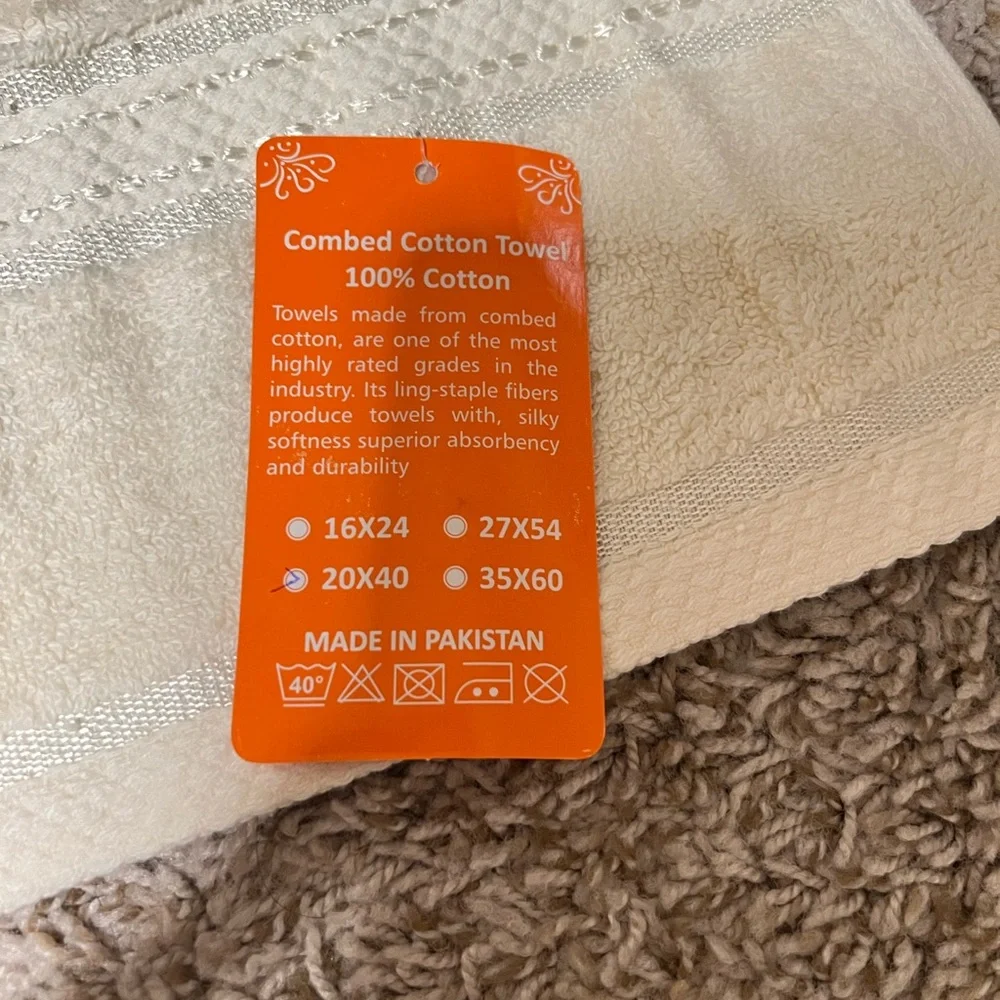 Lavender Embroidered Cream Hand Towel